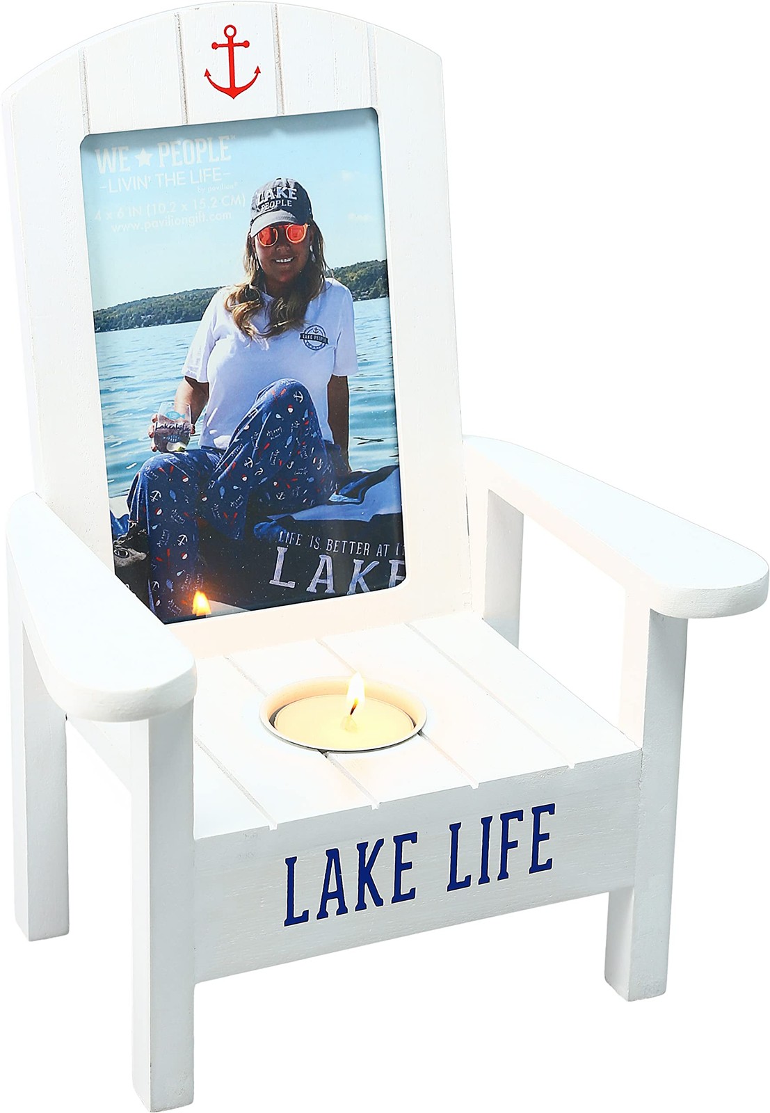Pavilion Gift Company Lake Life Adirondack Chair Tea Light Holder 4x6