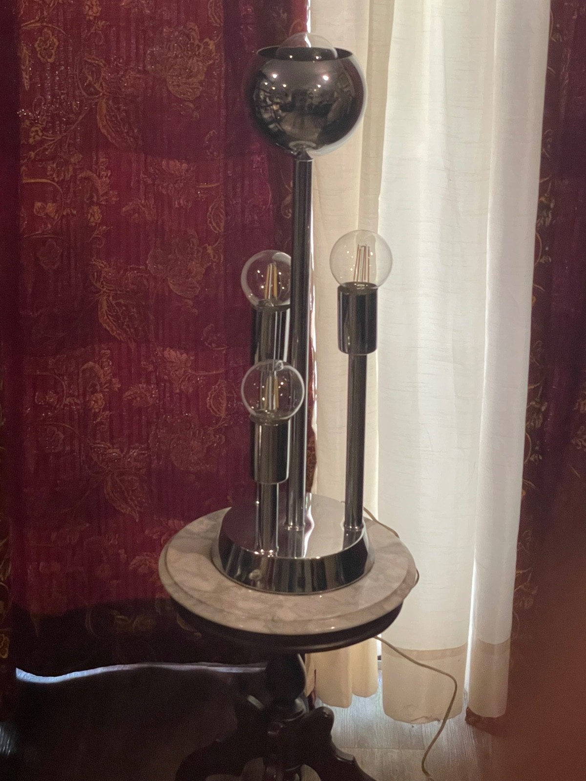 Mid Century Modern Robert Sonneman MCM Chrome Waterfall 4 Globe Lamp