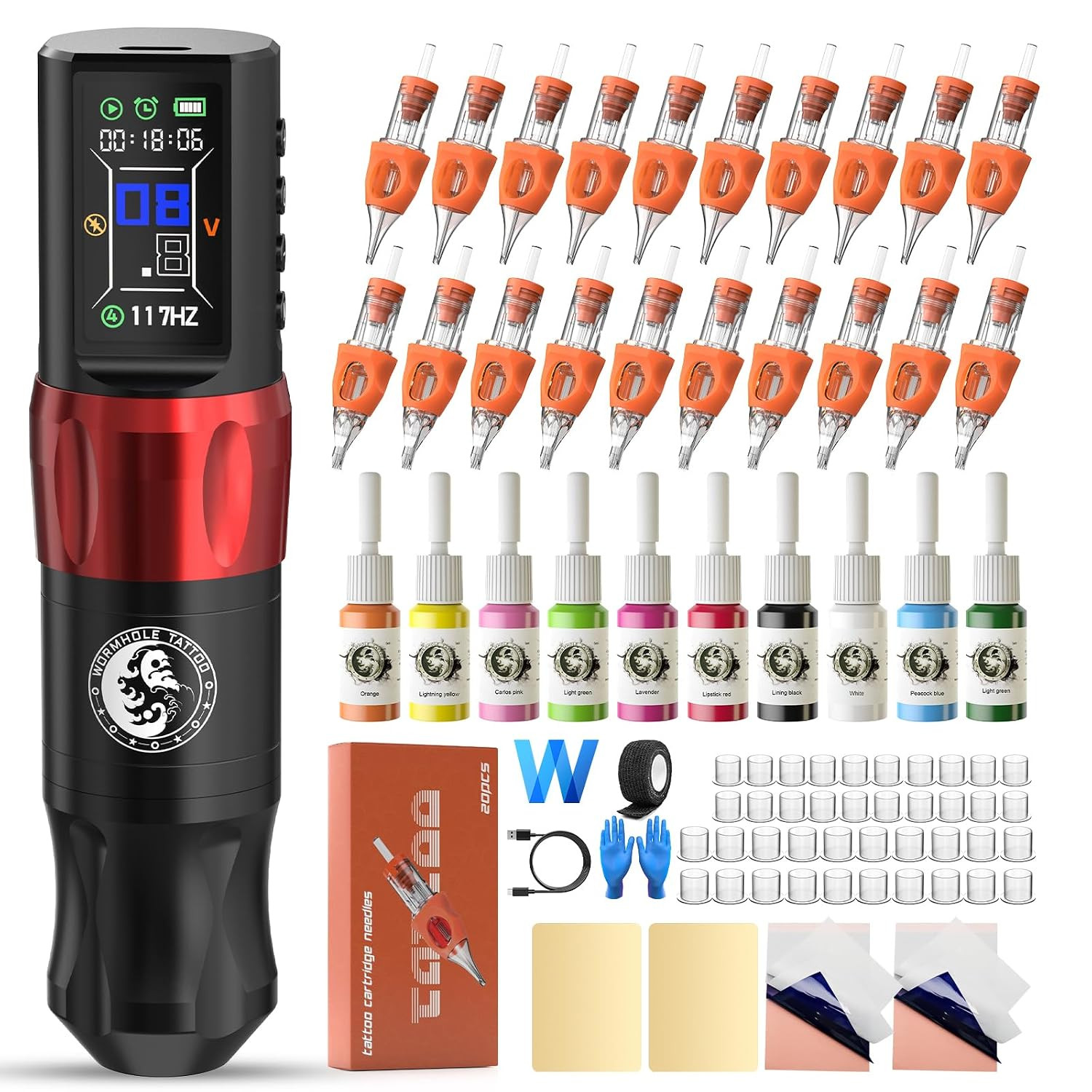Wormhole Saros Wireless Tattoo Pen Kit for Beginners, Dotwork Mode | Aluminum Bo