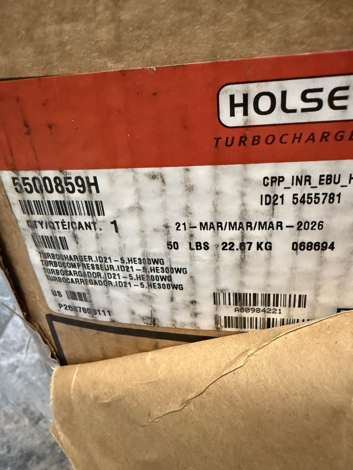 Genuine OEM HOLSET HE300WG Turbocharger For Cummins ISX12G  5500859H 5455781RX