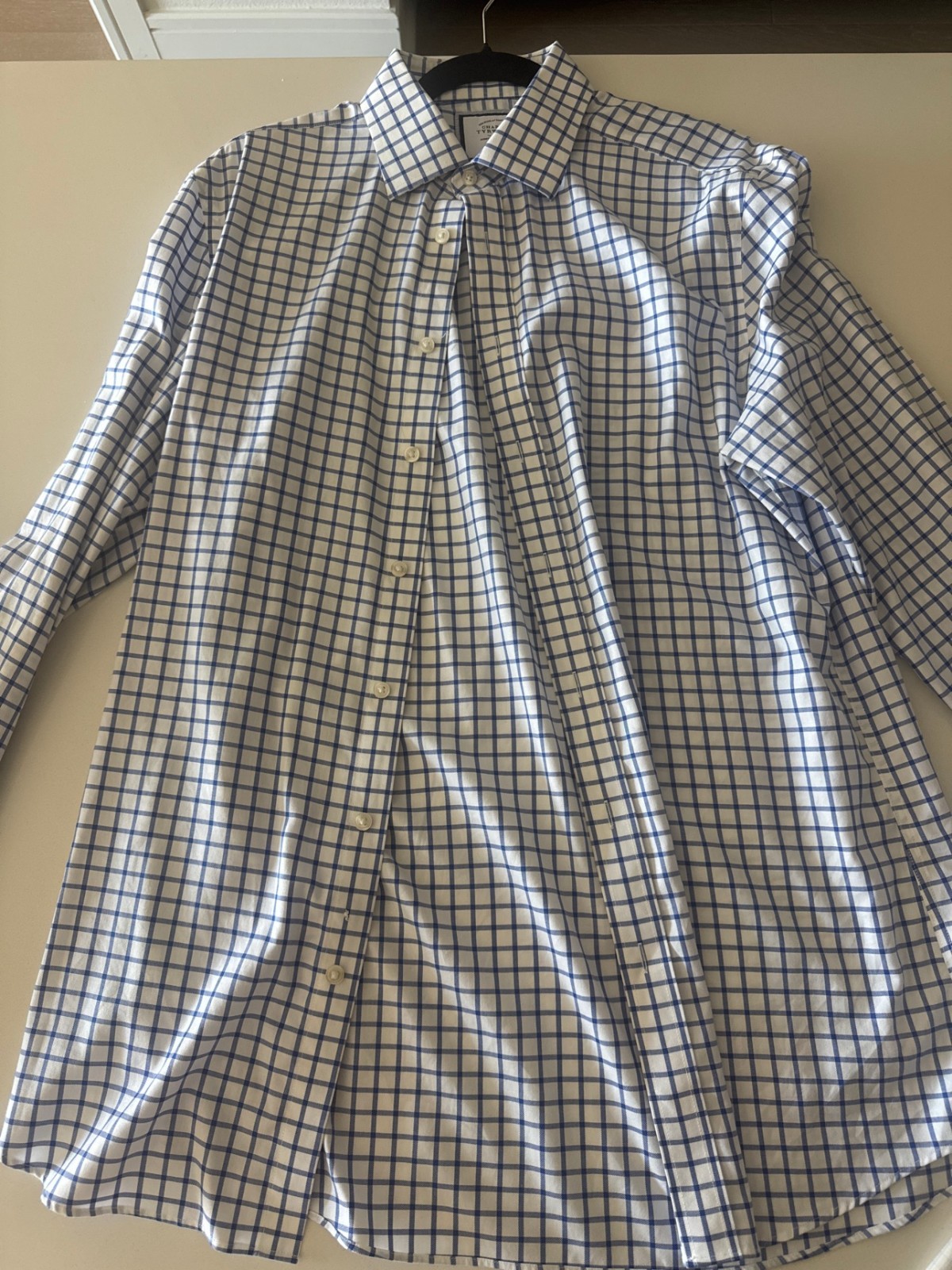 Charles Tyrwhitt Slim Fit Dress Shirt Mens 16-36 Blue White Check Non-Iron Charles Tyrwhitt Slim Fit Dress Shirt Mens 16-36 Blue White Check Non-Iron