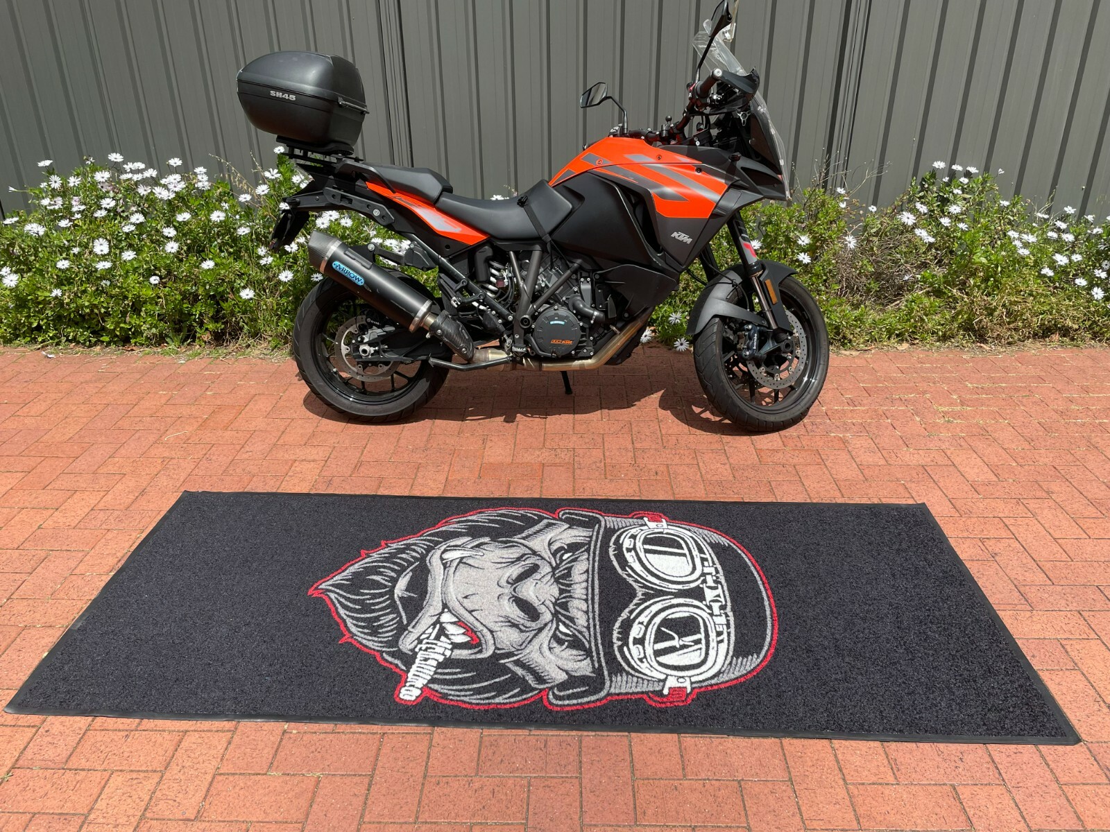 Large Motorcycle Garage Mat Cruiser Harley Davidson Rubber Backed Oil Resistant 