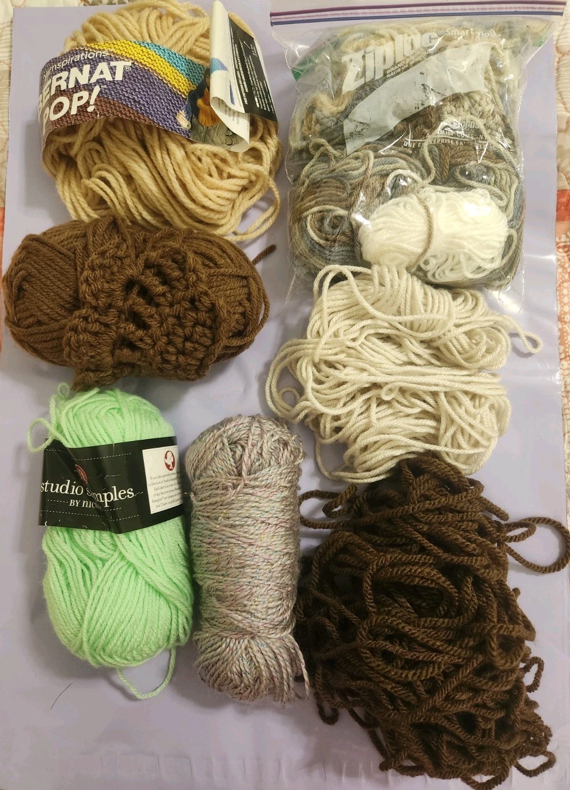 Assorted Yarn Lot Bundle Mixed Partial Skeins Scraps Craft Destash Used