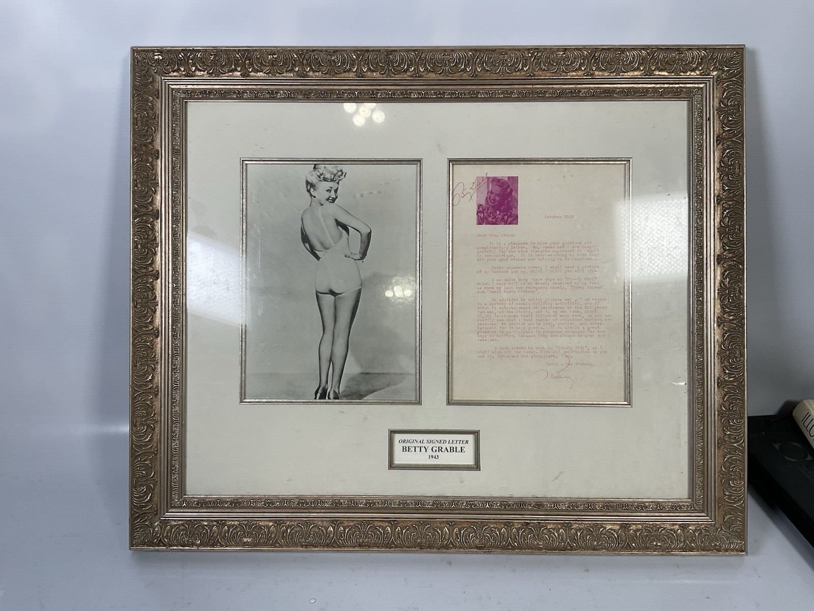 BETTY GRABLE — ORIGINAL SIGNED LETTER (1943)