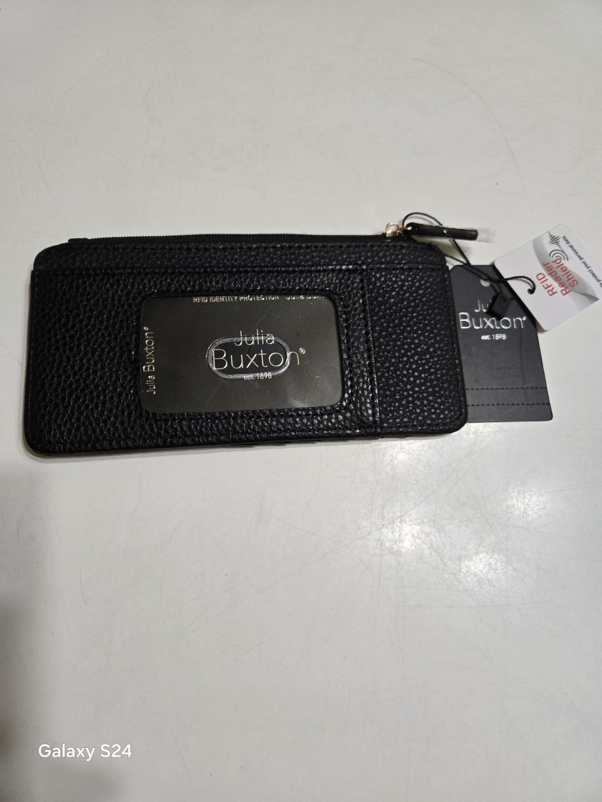 JULIA BUXTON Black Vegan Leather Thin Card RFID Organizer Case- ** NWT ** JULIA BUXTON Black Vegan Leather Thin Card RFID Organizer Case- ** NWT **