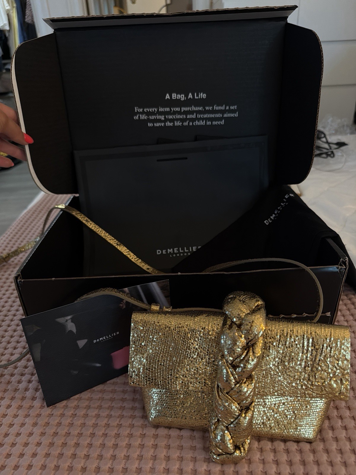 DeMellier Gold Mini Verona Bag (Crossbody Magnetic w Box & Dust Bag) 