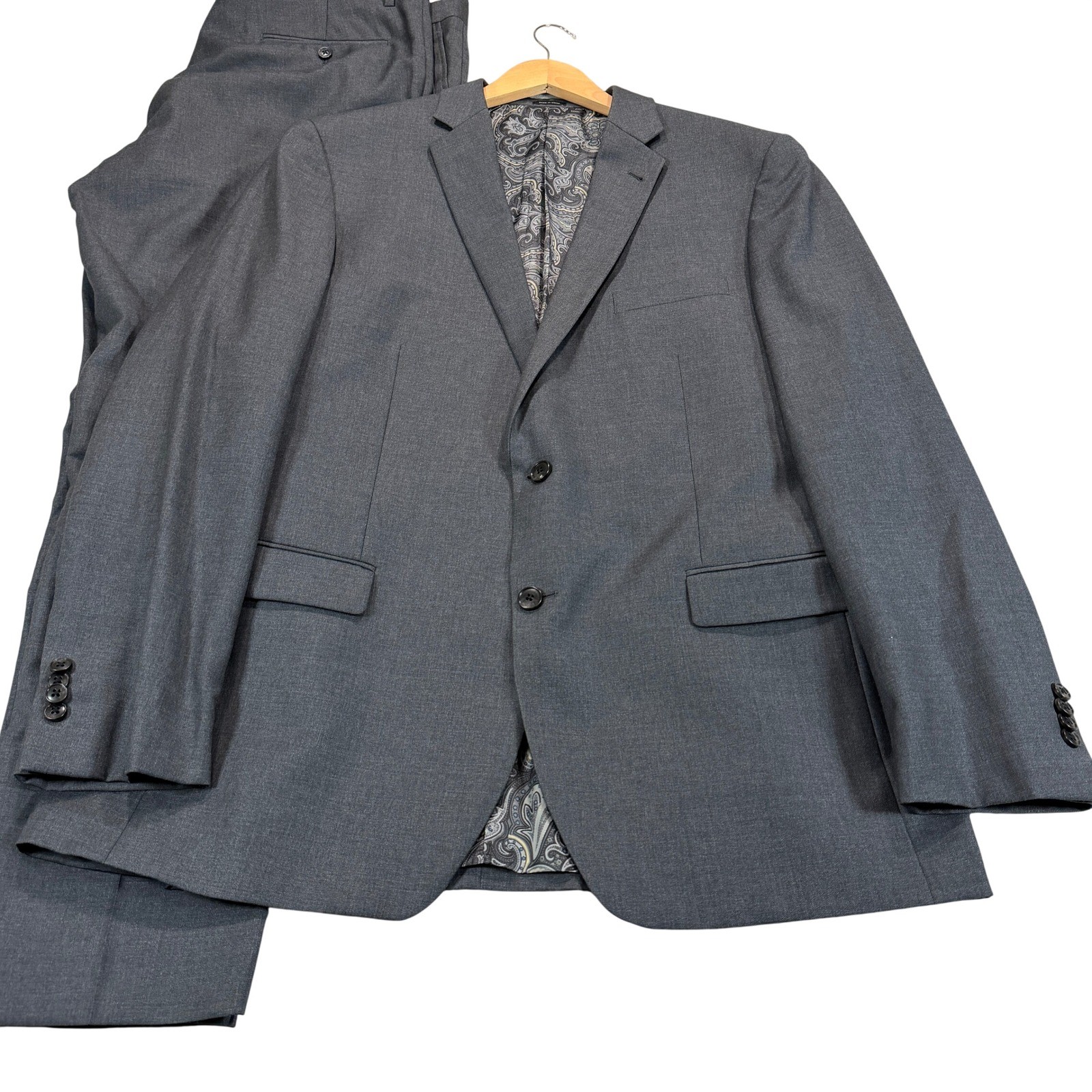 JOE Joseph Abboud Mens 46L Slim Custom Gray Wool 2 Button Suit Pants 38x32 EUC