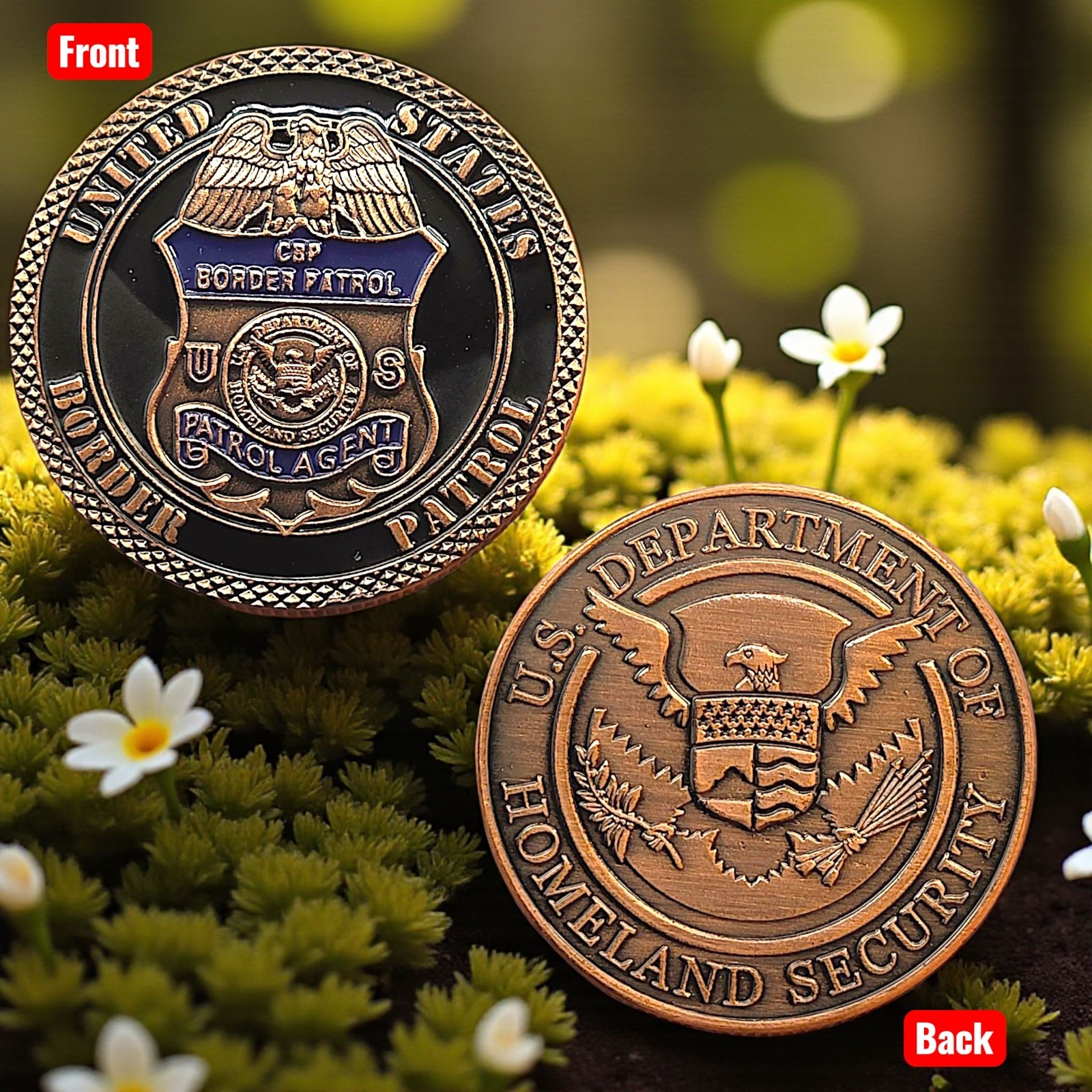 U.S. Border Patrol Challenge Coin – Home Land Security Copper Finish Metal Token