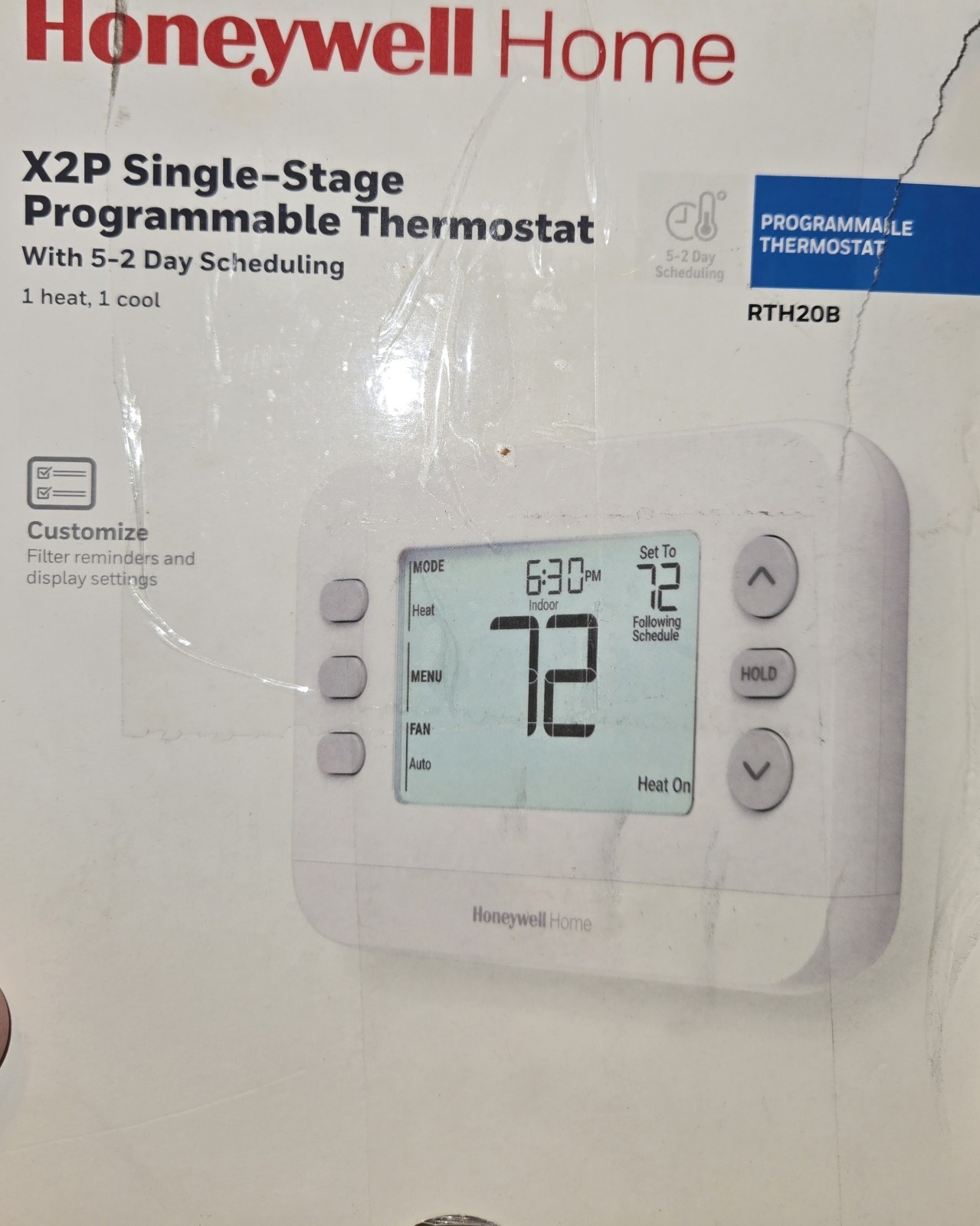 Honeywell RTH20B X2P Single Stage Programmable Thermostat Heat/Cool 5-2 Day 🥵