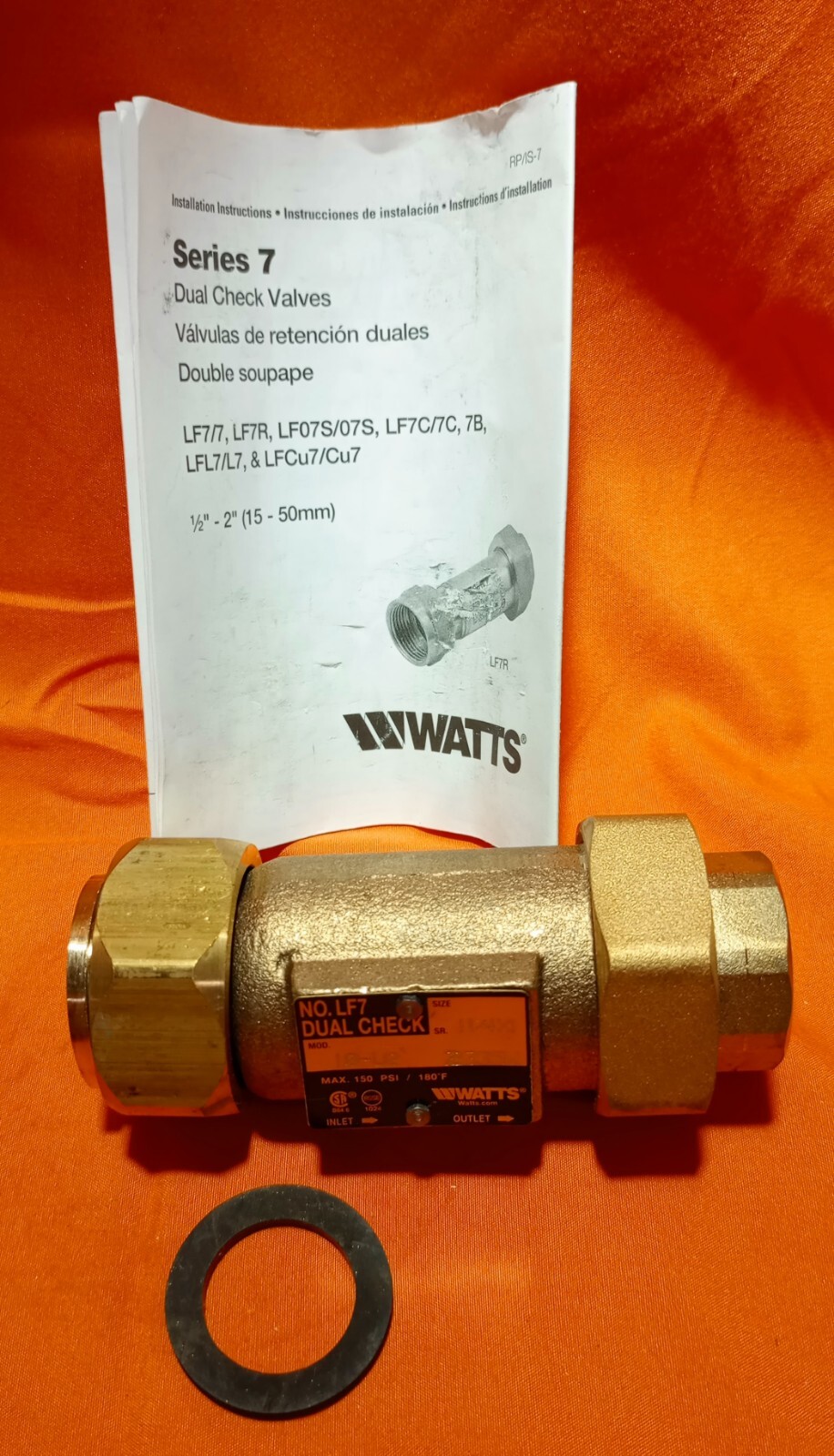 Watts 1-1/4 x 1 LF7 10-U2 Dual Check Valve 0792066 Watts 1-1/4 x 1 LF7 10-U2 Dual Check Valve 0792066