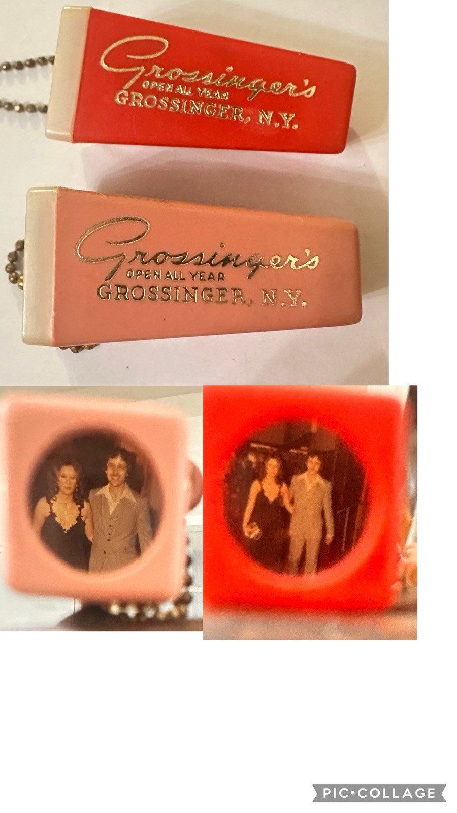 2 Grossinger's Resort Liberty NY Catskills Borscht Belt Viewfinder Keychains
