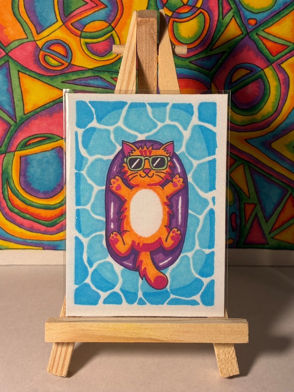 ACEO Print of Summer Cat Sunbathing From Original Art By Mojokat_MadeFromScratch ACEO Print of Summer Cat Sunbathing From Original Art By Mojokat_MadeFromScratch