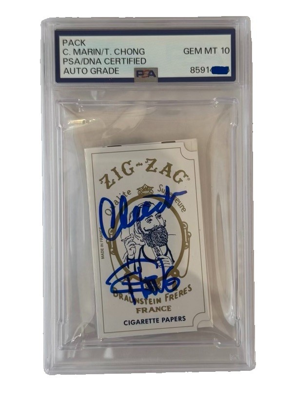 Cheech Marin Tommy Chong Dual Signed Auto Cigarette Papers Zig-Zag PSA Auto 10