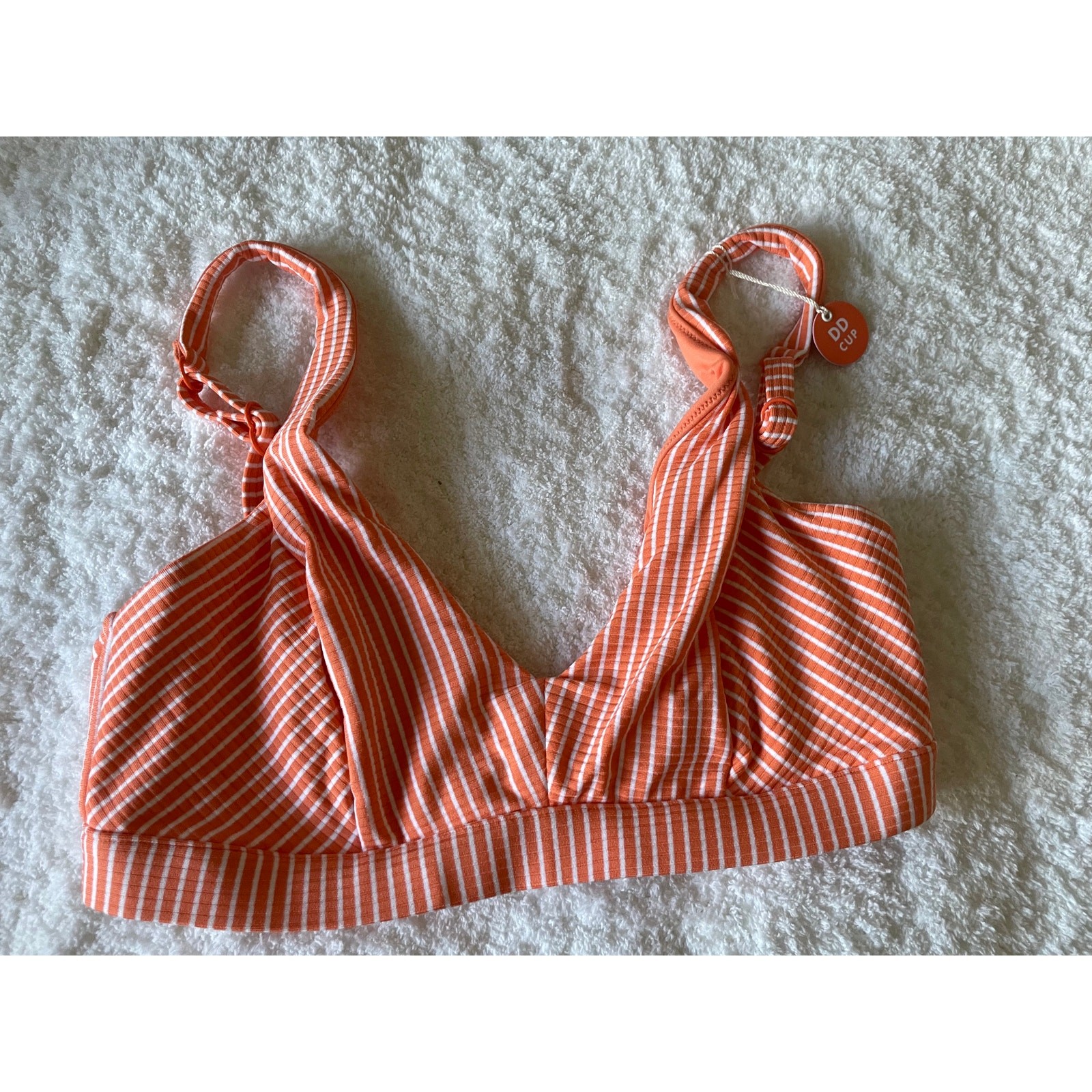 NWT Seafolly GoOverboard Striped DD Bralette Bikini Top Melon Women\'s US 10
