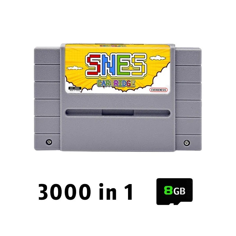 New SFC V12 3000-In-1 SNES Flash Cartridge with 8GB TF Card for SFC/SNES 16-Bit