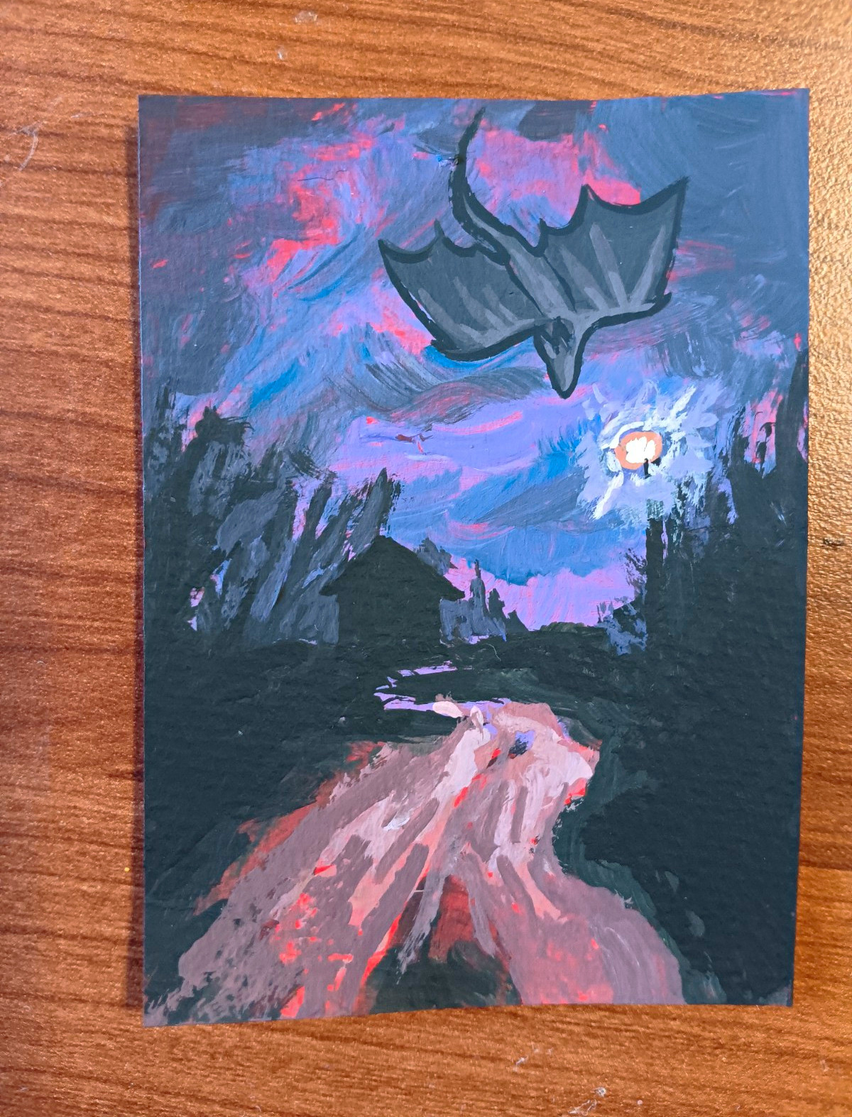 Original Landscape Fantasy ACEO Acrylic Art Card Signed By S.p.paintings Original Landscape Fantasy ACEO Acrylic Art Card Signed By S.p.paintings