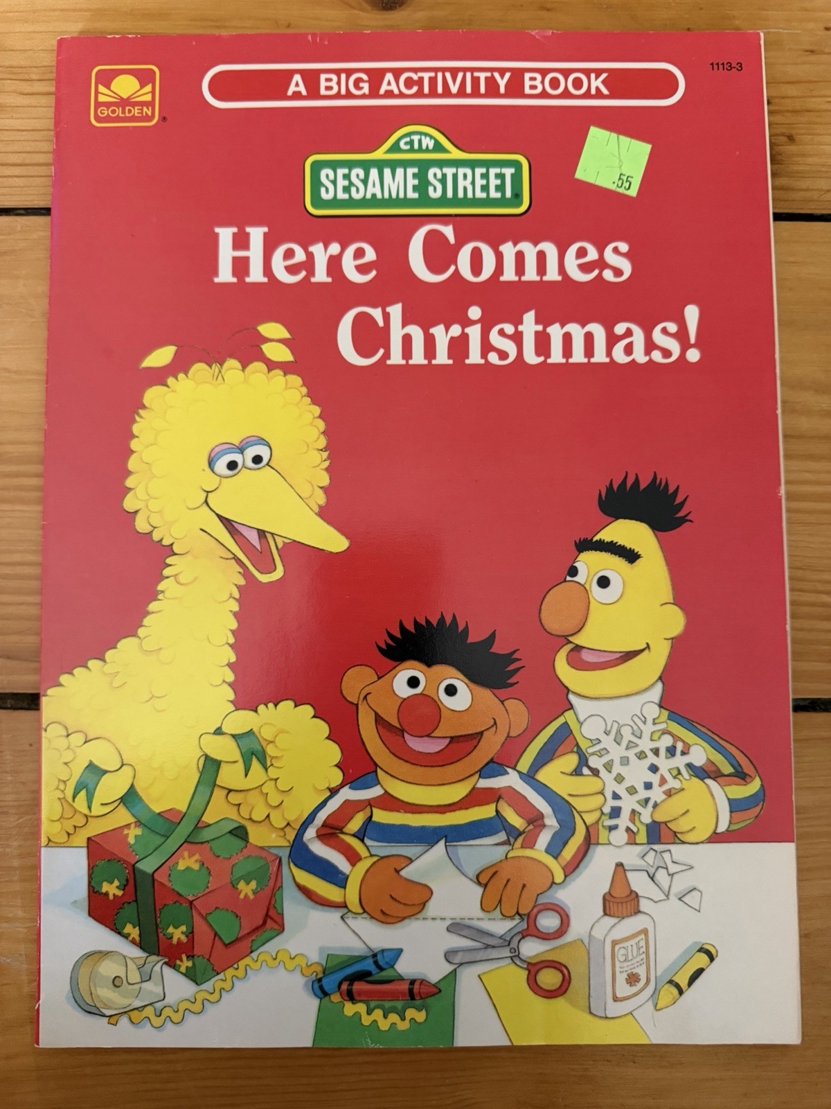 Vtg 1989 Unused Golden Big Activity Book Sesame Street Here Comes Christmas