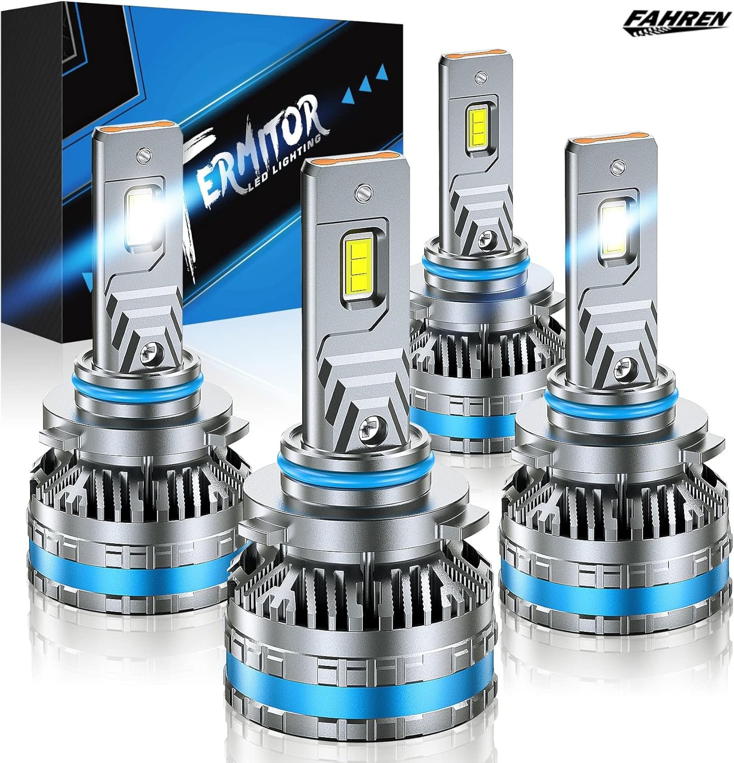 Fahren 4x 9005+9006 LED Lamp High Fog Light Bulb Kit 160000LM Ultra Bright White