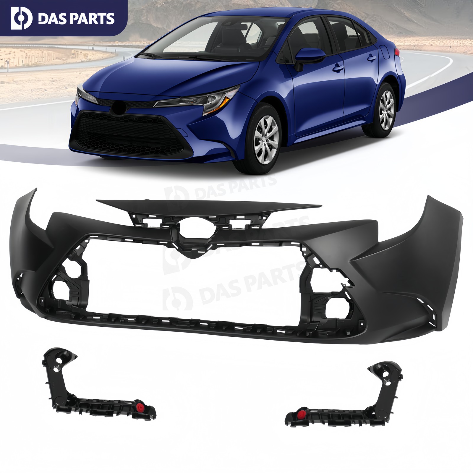 For 2020-2026 Toyota Corolla L LE XLE Primed Front Bumper Cover Fascia Bracket