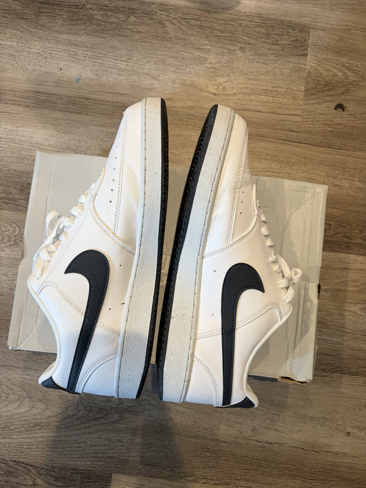 Nike Court Vision Low White/Black Leather Lace-Up Low-Top Sneakers