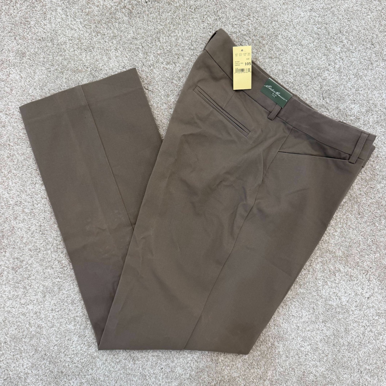 NWT Eddie Bauer Mercer Fit Stretch Twill Pants Womens 10 Short Driftwood Trouser