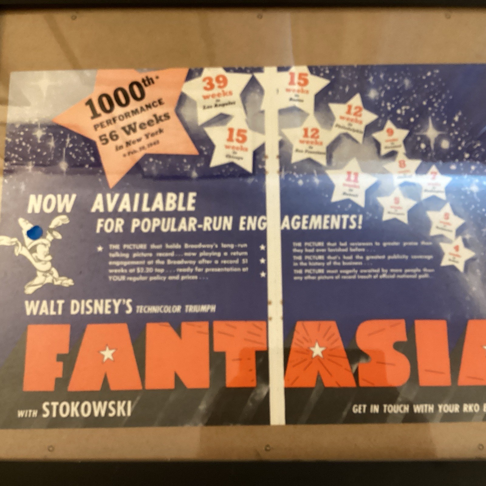 (2) 1940 & 1942 Disney Fantasia Harold Movie Advertisement (never Seen Images) (2) 1940 & 1942 Disney Fantasia Harold Movie Advertisement (never Seen Images)