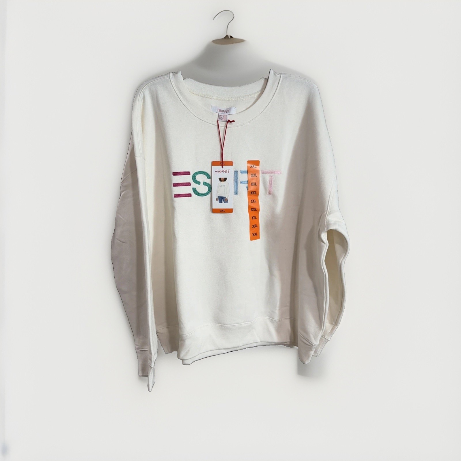 Esprit Women\'s Logo Fleece Crewneck Sweatshirt Cream Viral 80\'s Costco XXL NEW Esprit Women\'s Logo Fleece Crewneck Sweatshirt Cream Viral 80\'s Costco XXL NEW