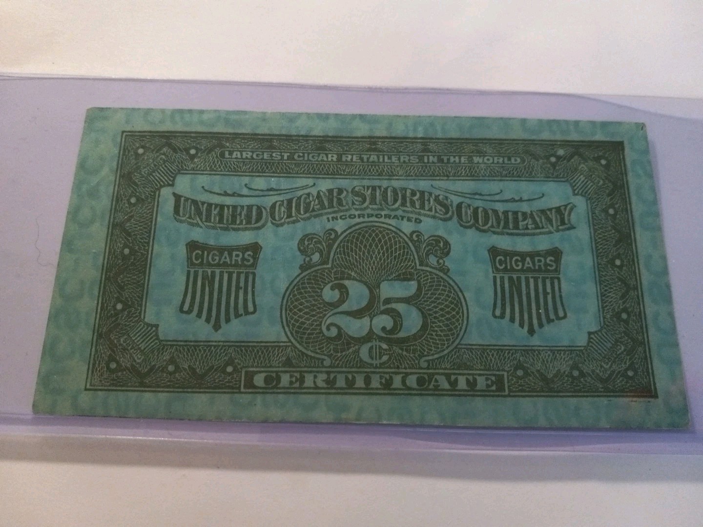 SLING's 🪙 Vintage 1919 Obsolete Cigar Stores Company 25 Cent Certificate SLING's 🪙 Vintage 1919 Obsolete Cigar Stores Company 25 Cent Certificate