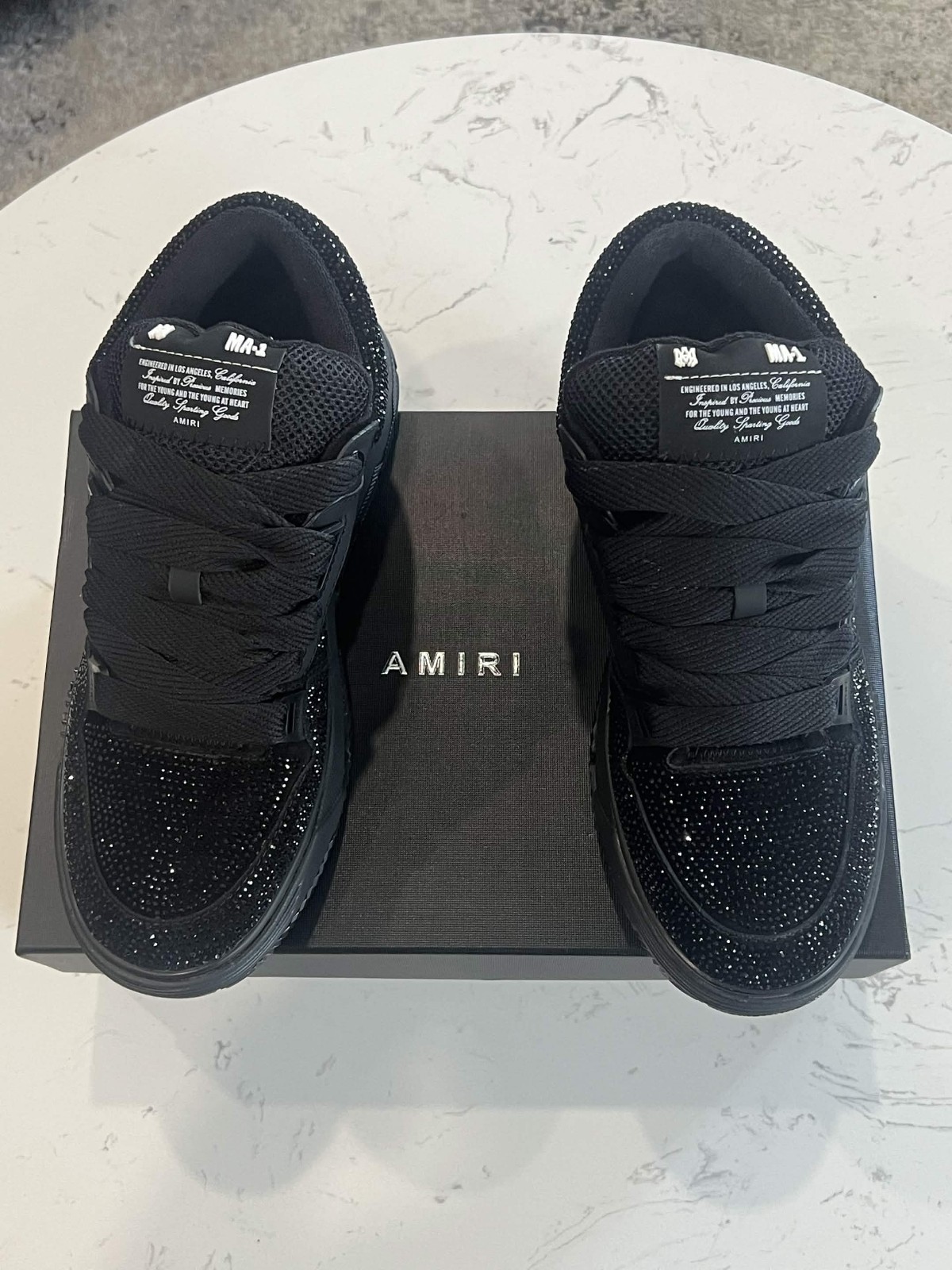 AMIRI MA-1 Black Crystal Rhinestone Sneakers Men\'s Size 11 Luxury Designer Shoes