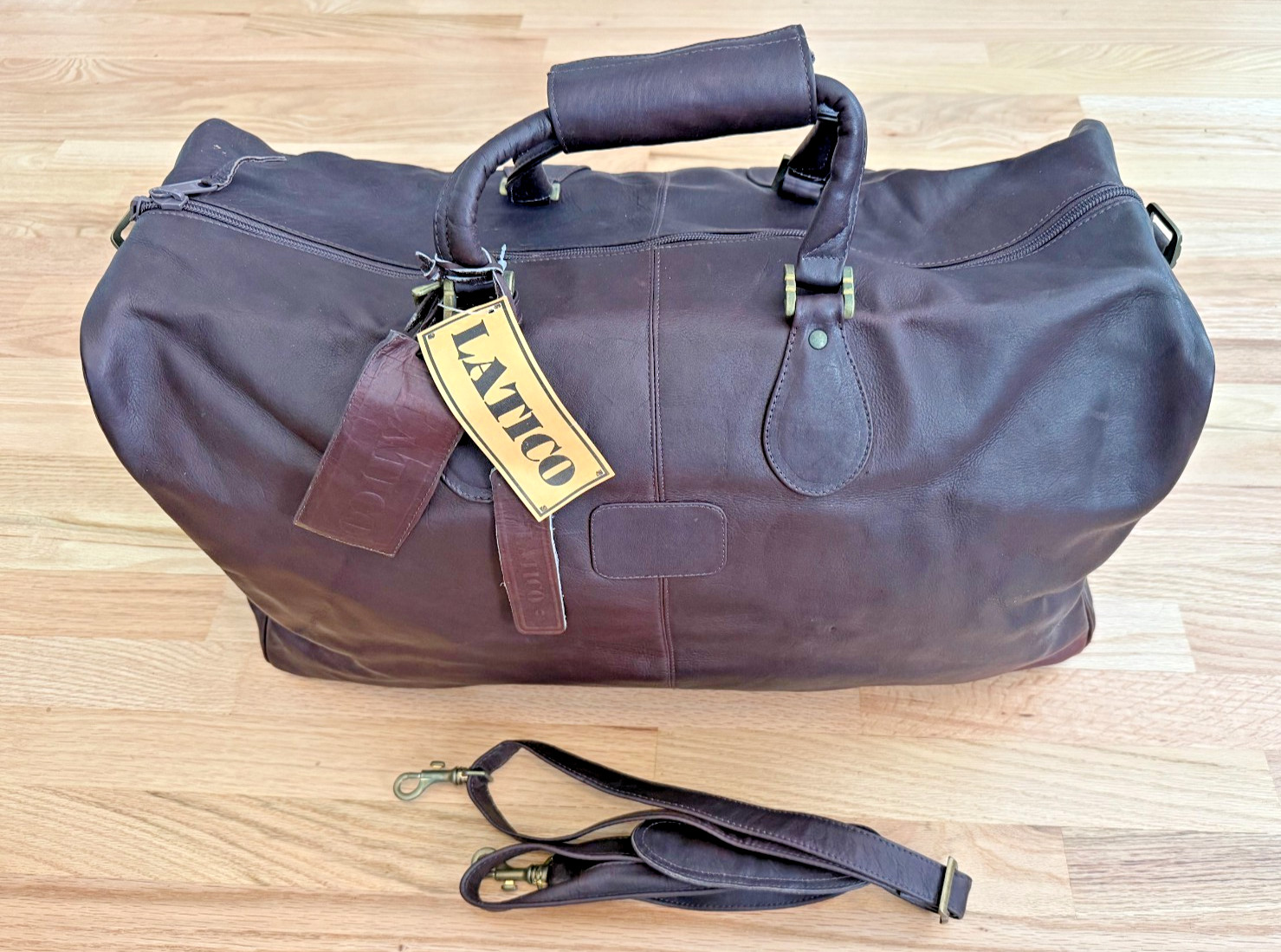 Vintage Latico No. 954 Full Grain Leather Weekender Duffel Travel Bag NWT