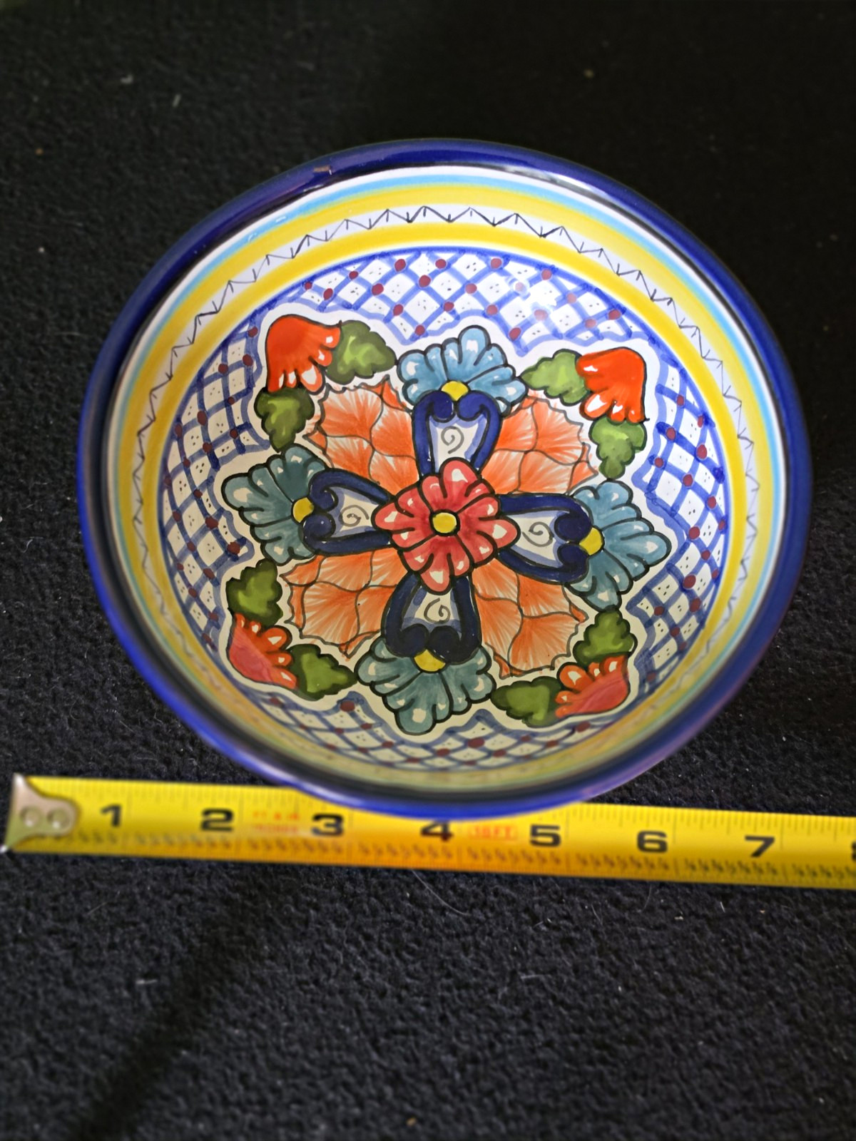 Talavera Hernandez Puebla Mexico Footed Bowl HandPainted FloralCross Art Pottery Talavera Hernandez Puebla Mexico Footed Bowl HandPainted FloralCross Art Pottery
