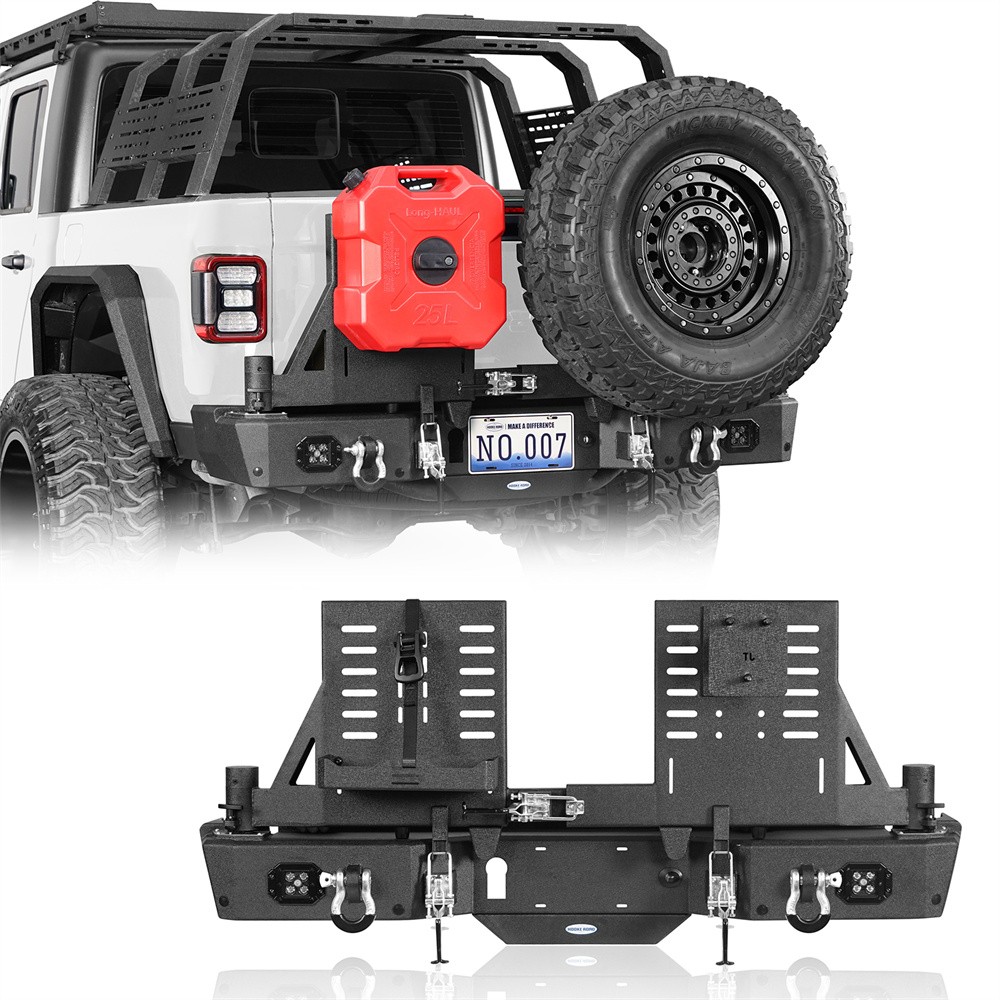 Fit 2020-2026 Jeep Gladiator JT Off-Road Steel Rear Bumper w/ Spare Tire Carrier