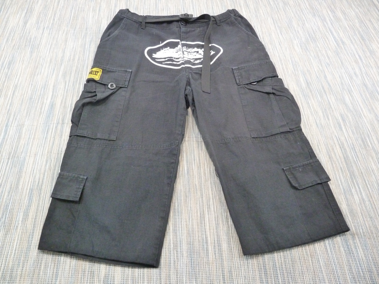 Corteiz Guerillaz Cargo Trousers Mens M Black RTW Alcatraz Streetwear Utility