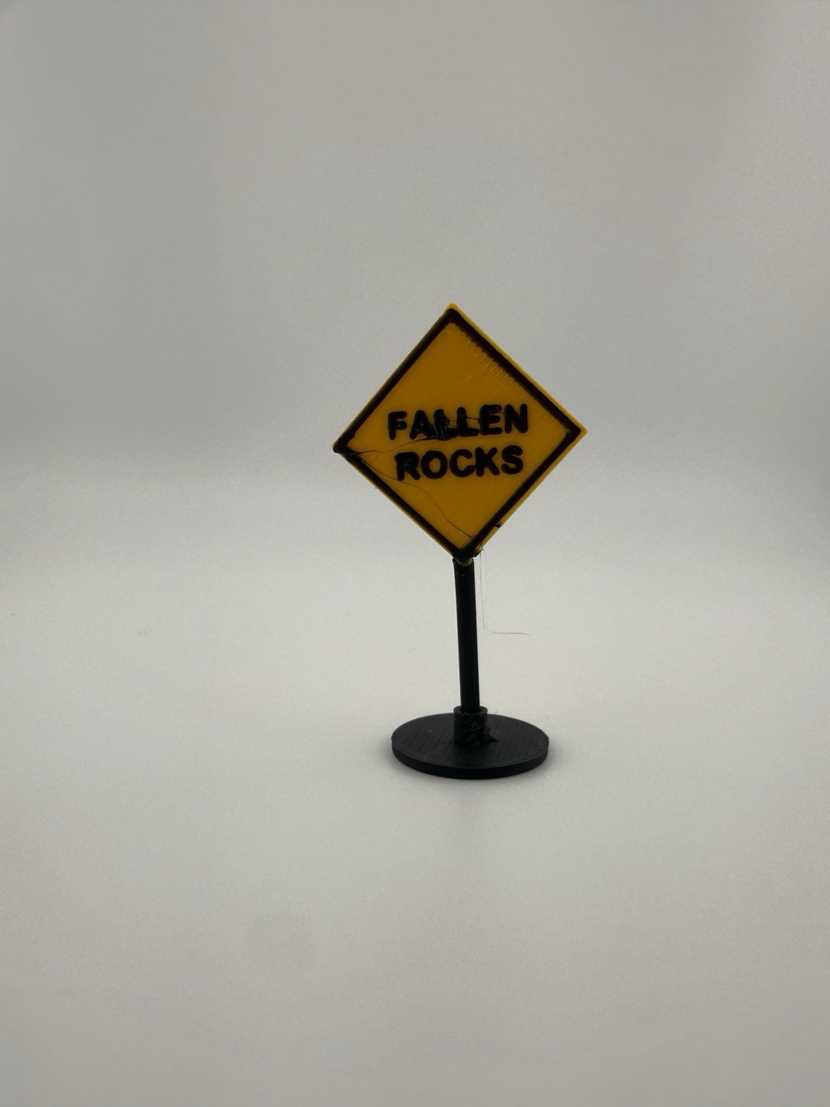 1:64 Scale Fallen Rocks Warning Sign for Hot Wheels / Matchbox Cars – Road Sign