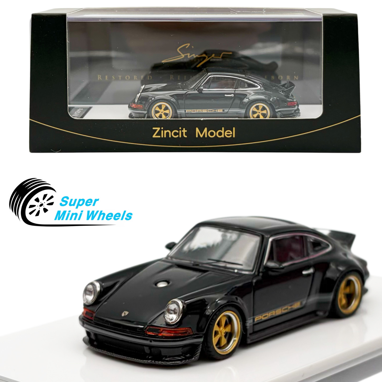 Zincit Model 1:64 Porsche 911 Singer DLS Black Diecast Model