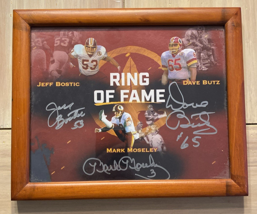 Dave Butz Mark Moseley Jeff Bostic Autographed Washington Redskins Ring of Fame