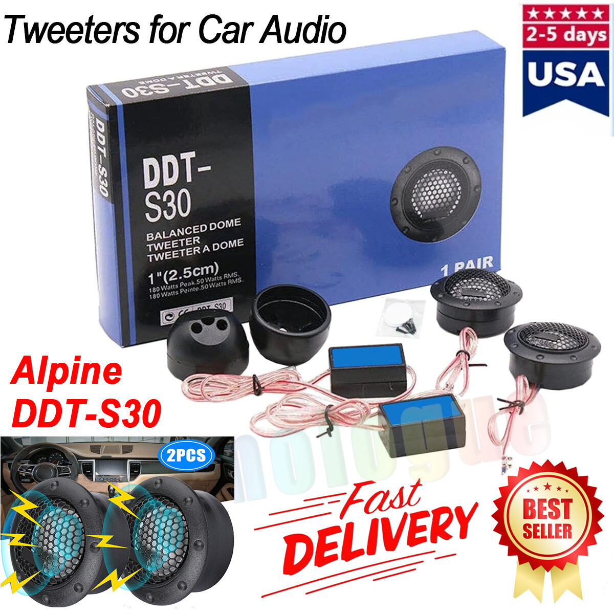 2026 ALPINE DDT-S30 Car Stereo Speaker Music Soft Dome Balanced Car Tweeter 360W
