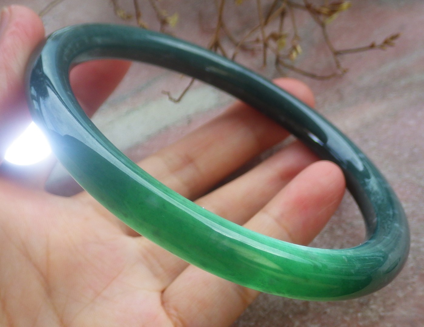 Video Certified Natural A JADE JADEITE Circle Bangle Bracelet 68 mm 133510 VS Video Certified Natural A JADE JADEITE Circle Bangle Bracelet 68 mm 133510 VS