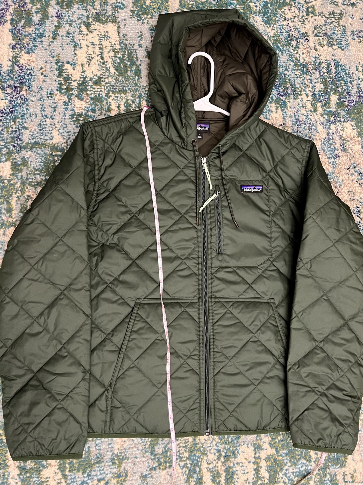 Women\'s Patagonia Diamond Quilted Bomber Hoodie Jacket - Dark Green