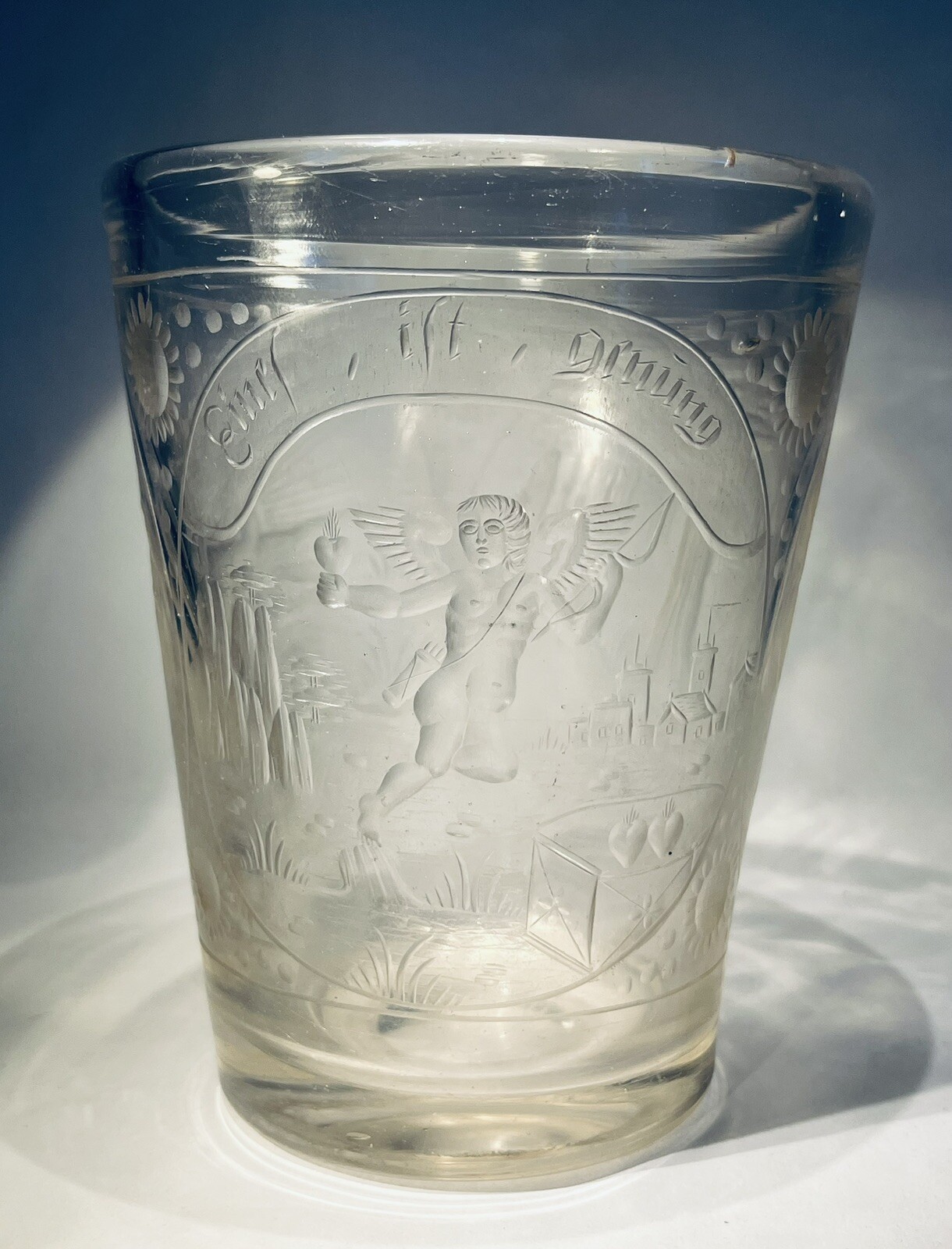 Antique 18th Century Bohemian Intaglio Engraved Vessel