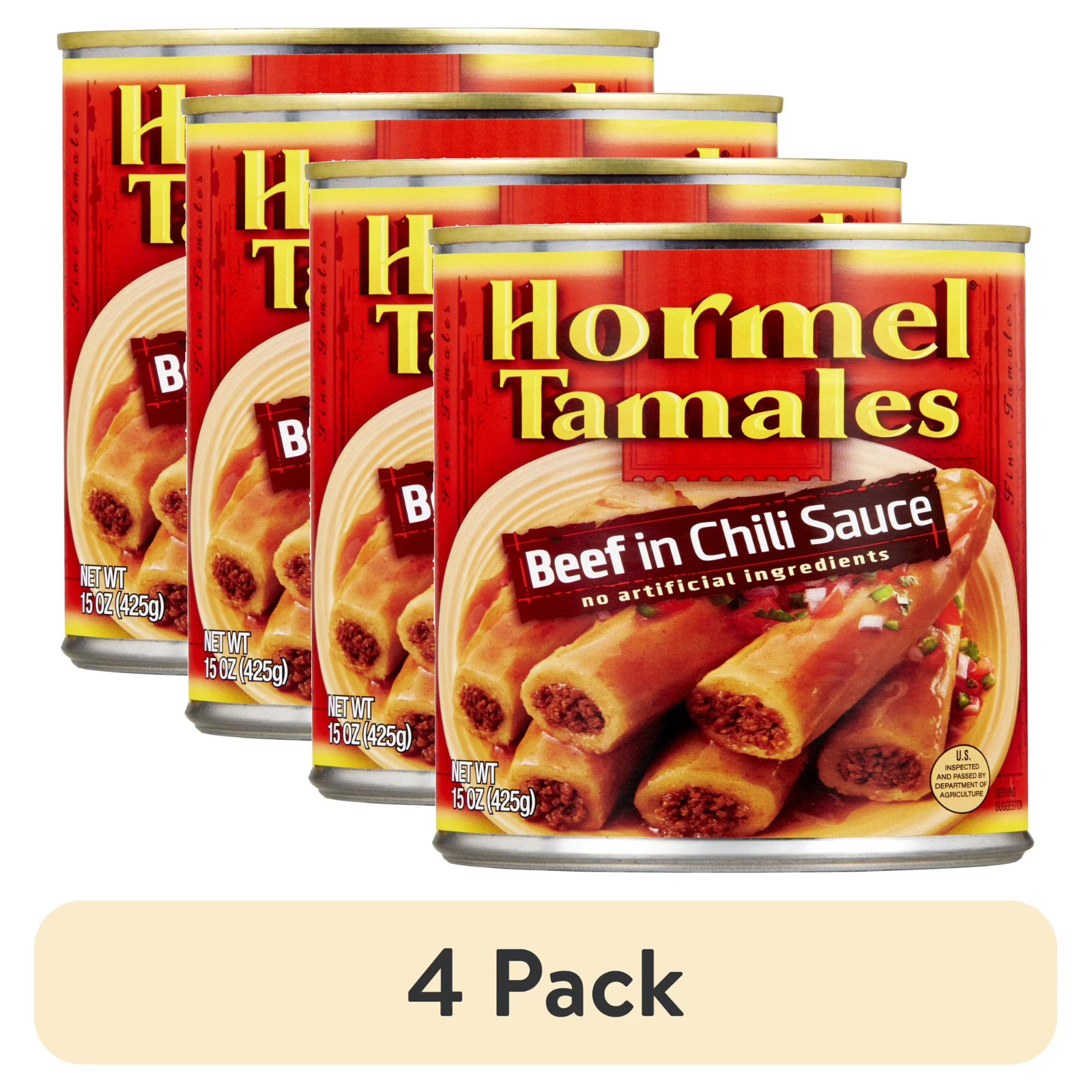 (4 pack) HORMEL Beef Tamales in Chili Sauce, Shelf-Stable, 15 oz Steel Can (4 pack) HORMEL Beef Tamales in Chili Sauce, Shelf-Stable, 15 oz Steel Can