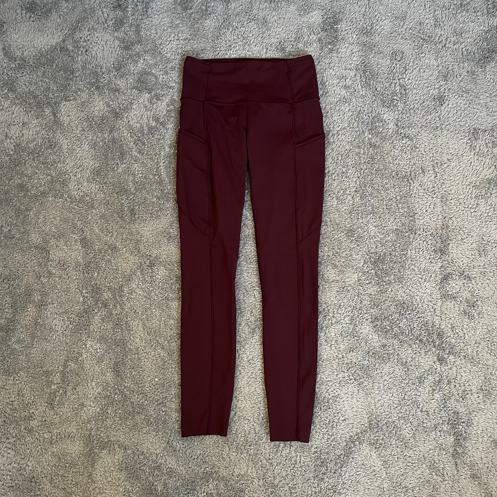 Lululemon Invigorate Maroon Side Pockets High Rise Workout Leggings Women\'s Sz 4