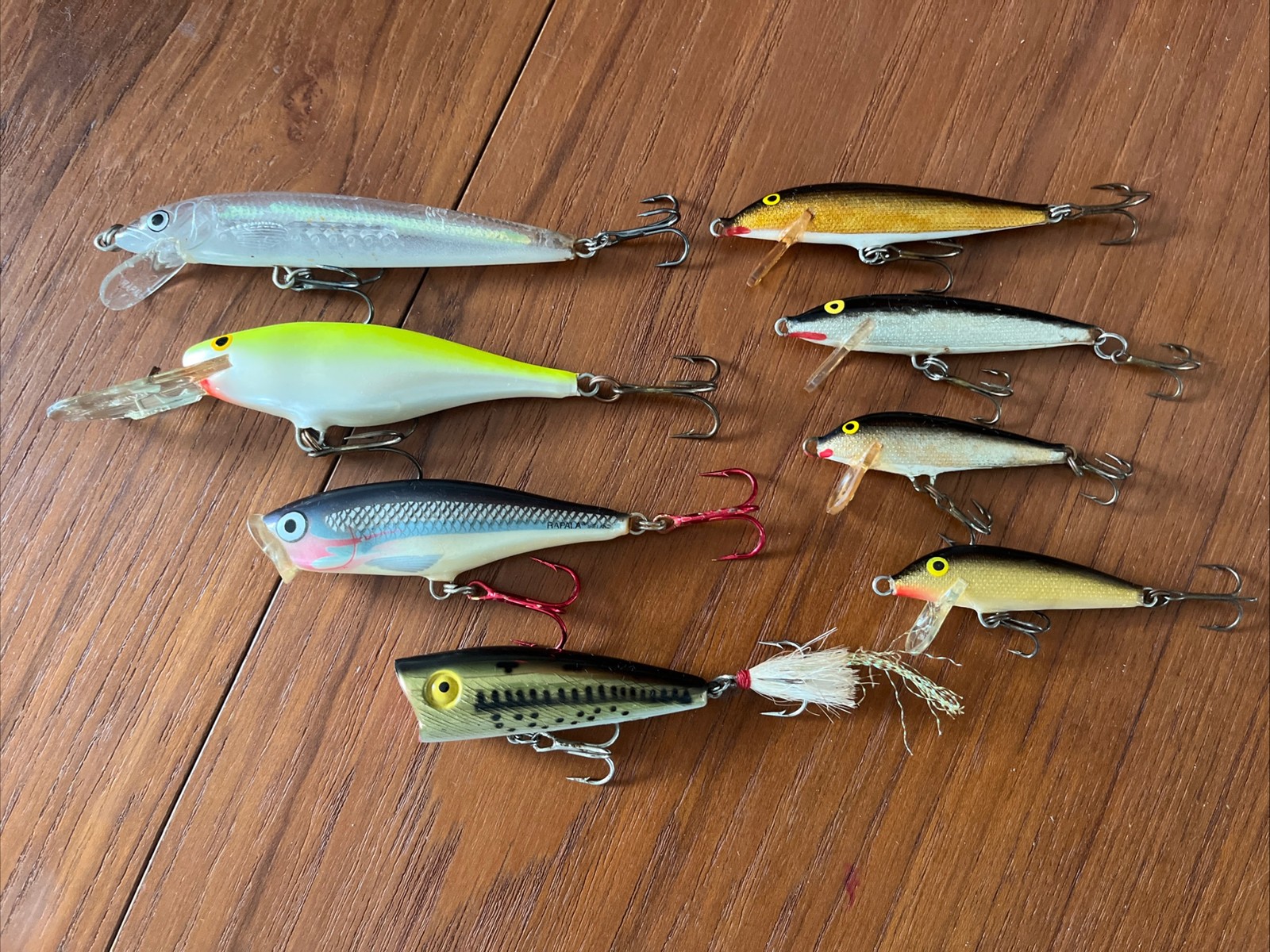 8 Vintage RAPALA Deep Runner SHAD RAP SR-8 SKITTER POP Balsa Lures REBEL Pop-R