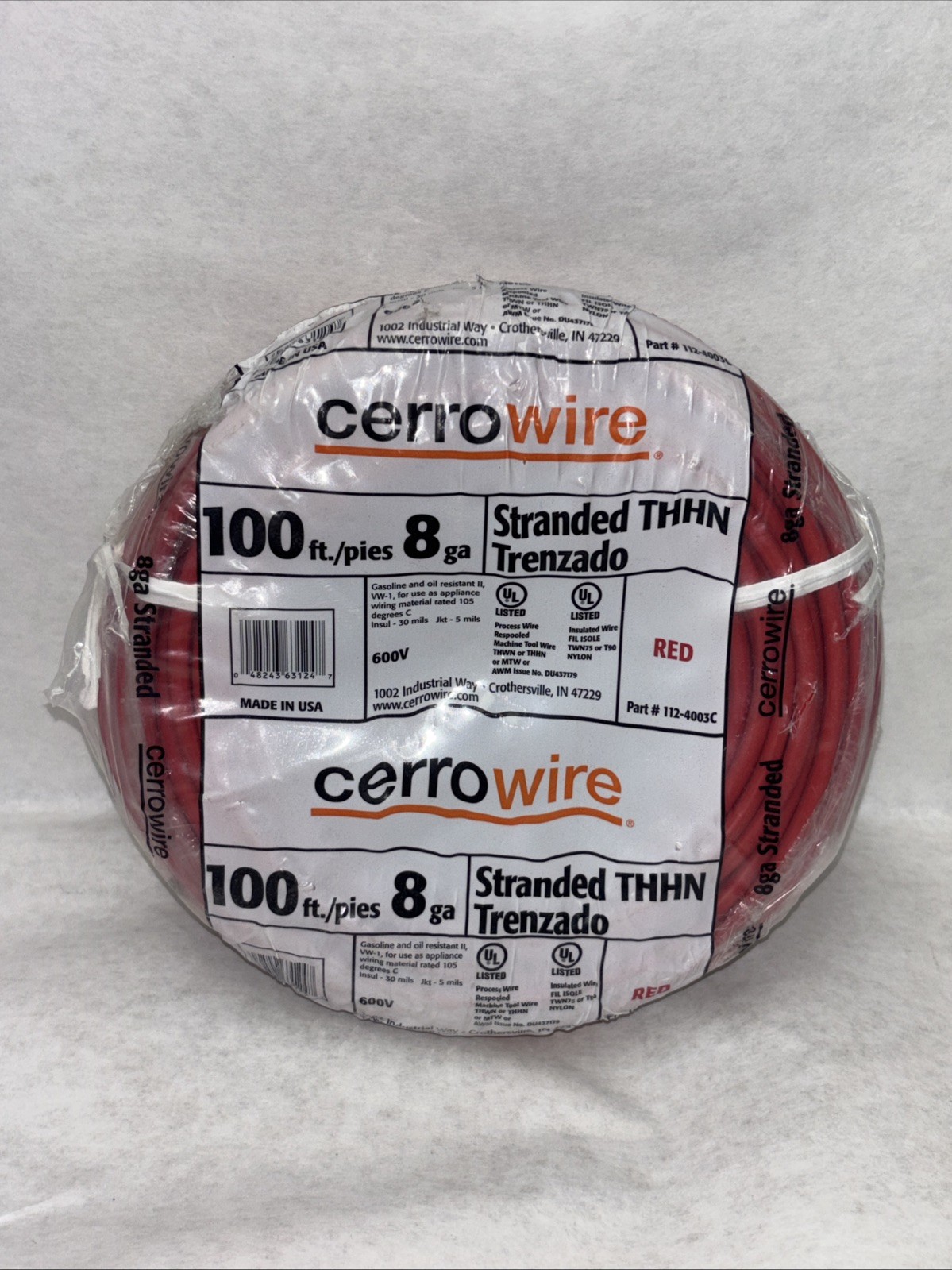Cerrowire 100ft 8 Gauge Red Stranded Copper THHN Wire Cerrowire 100ft 8 Gauge Red Stranded Copper THHN Wire