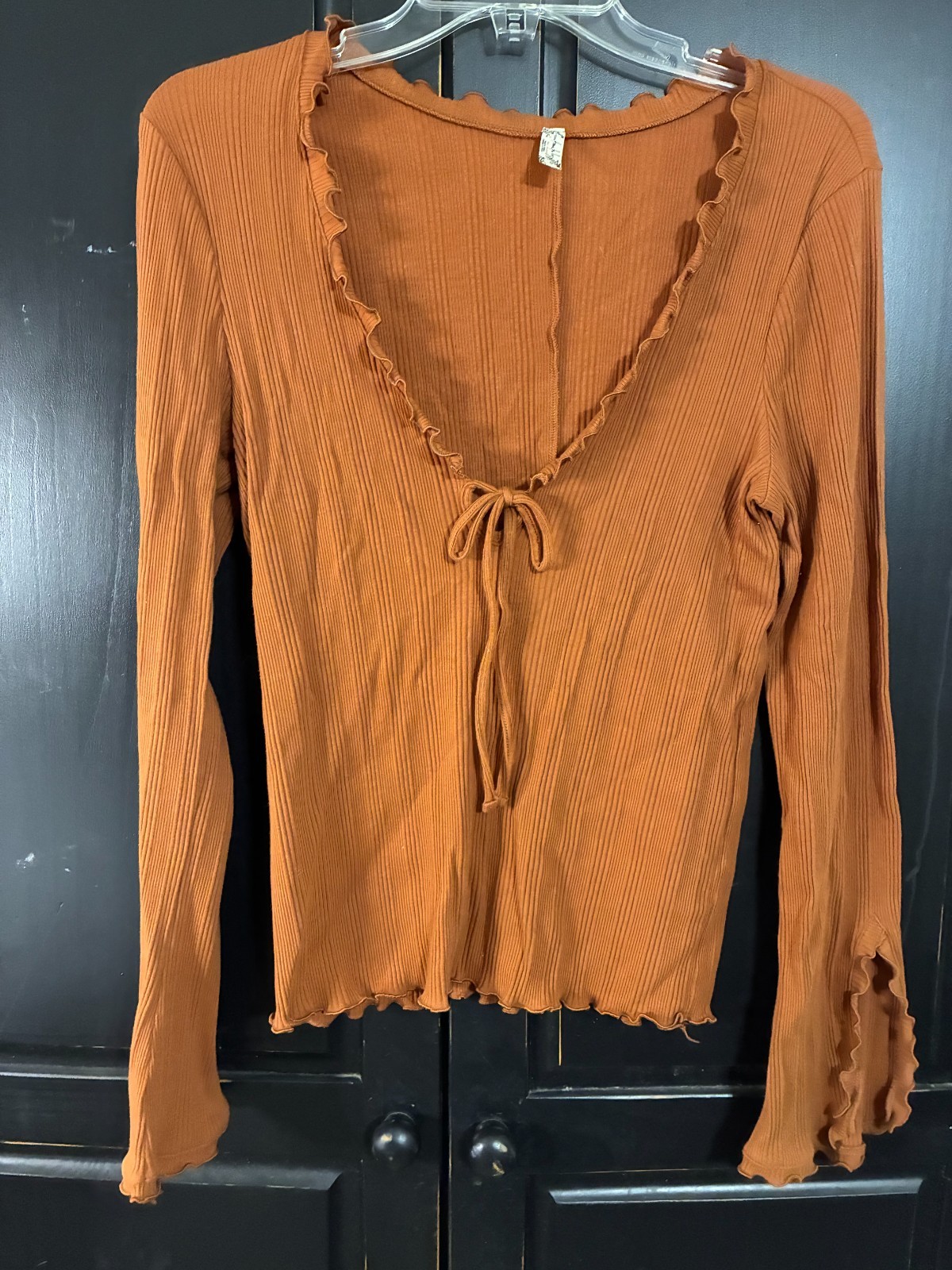 Intimately Free People Fall For You Long Sleeve Ruffle Top Bell Sleeve L Brown Intimately Free People Fall For You Long Sleeve Ruffle Top Bell Sleeve L Brown