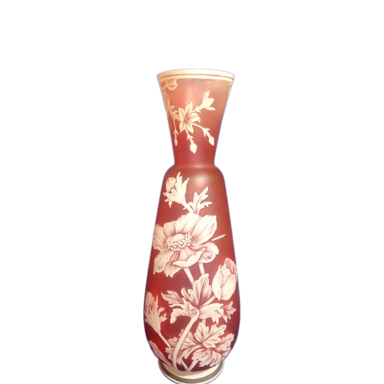 Antique Thomas Webb & Sons Attributed Cameo Glass Floral Vase #222