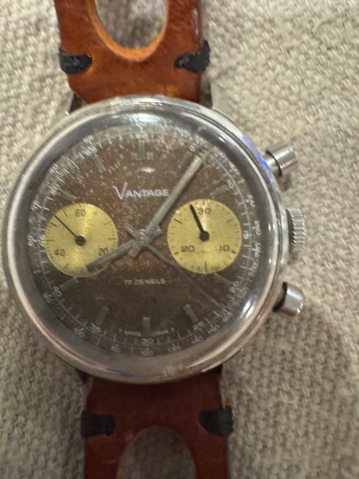 Huge Price Reduction Stunning Vintage VANTAGE Chronograph w/Tropical Dial Huge Price Reduction Stunning Vintage VANTAGE Chronograph w/Tropical Dial