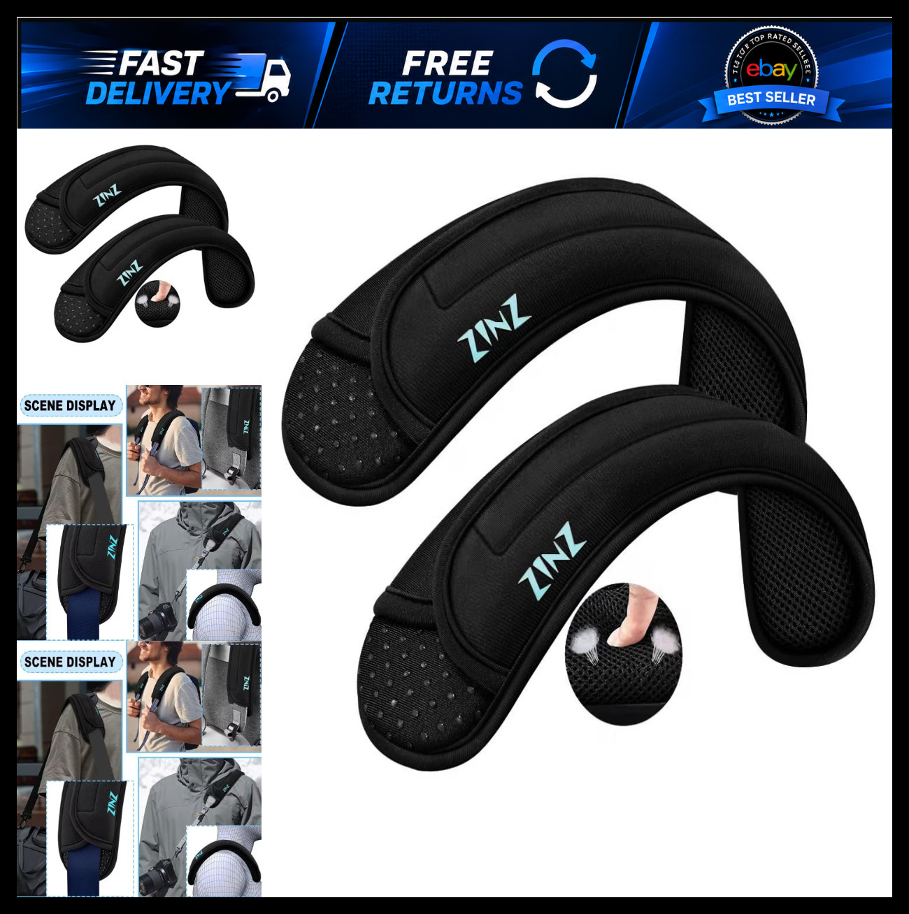 2-Pack Universal Shoulder Pad with Ultra thick Cushion for Bag Luggage Bag