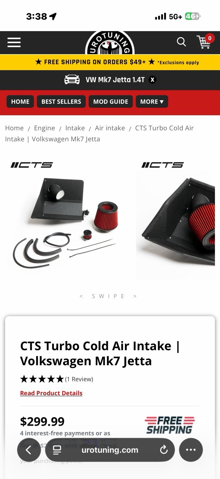 Cts Cold Air Intake For Vw Jetta 1.4t. Cts Cold Air Intake For Vw Jetta 1.4t.