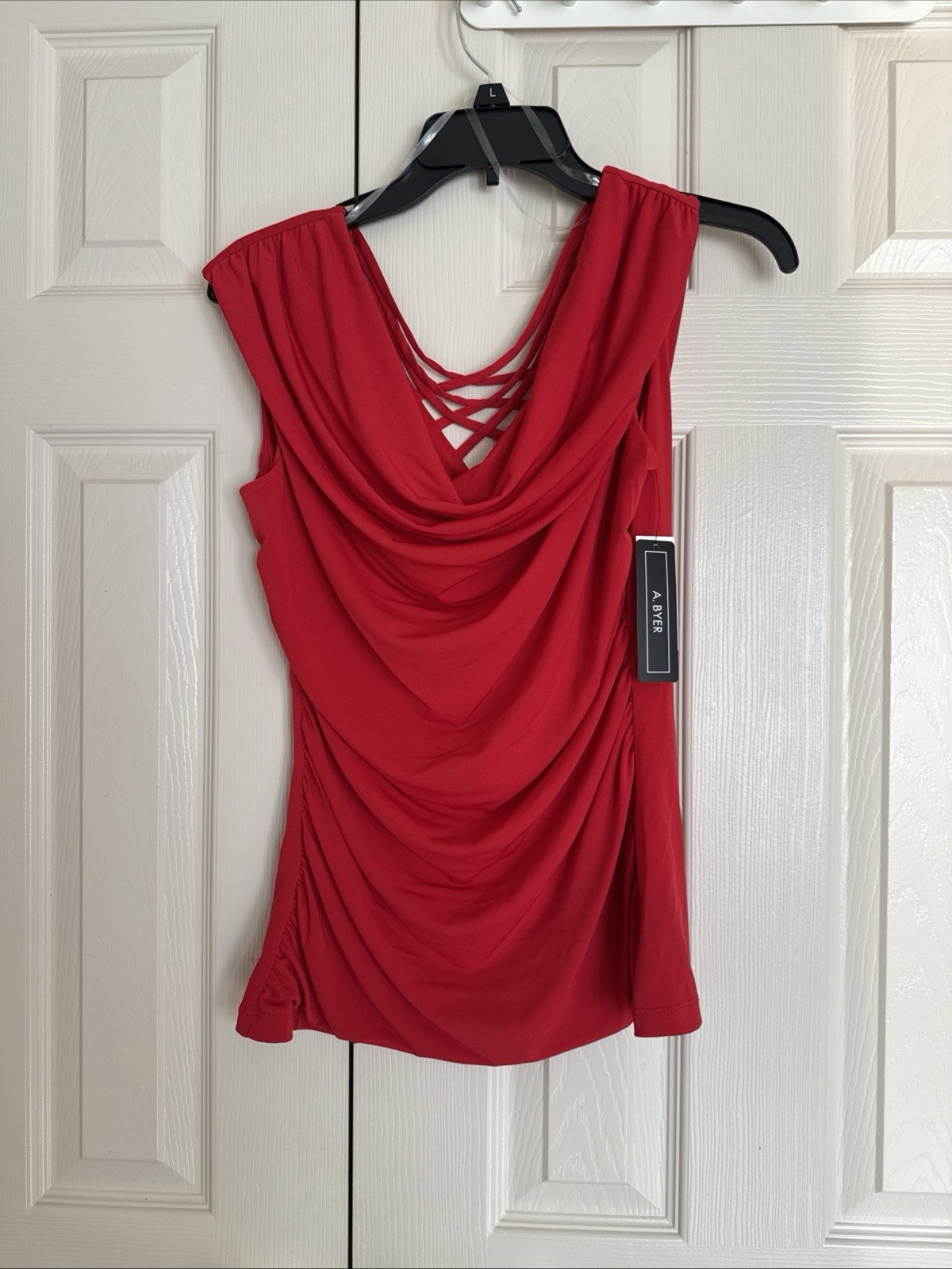 A BYER Red Sleeveless Cowl Neck Blouse Tank Top Size M/NWT $44.00